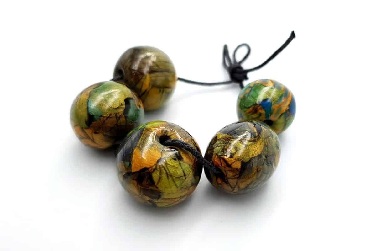 Set of 5 Faux Labradorite beads from polymer clay #6913