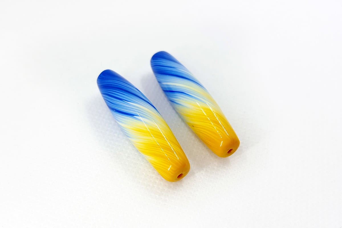 2 Stretched Beads by Millefiori Technique #6961
