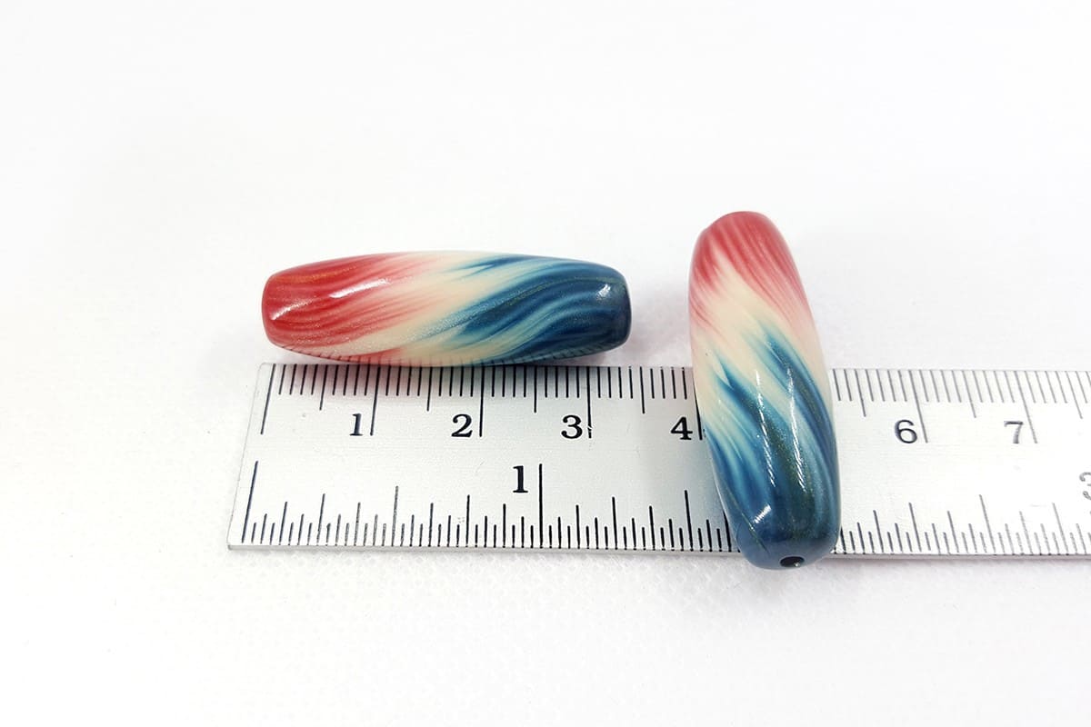 2 Stretched Beads by Millefiori Technique (Polymer Clay) (6968)