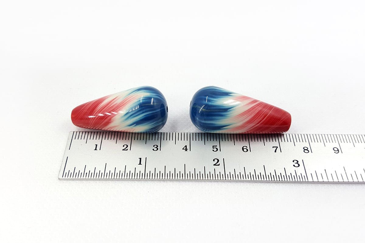 2 Beads in Drop Style by Millefiori Technique (6978)
