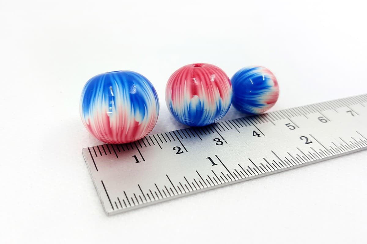 3 Round Beads by Millefiori Technique, Polymer Clay (7006)