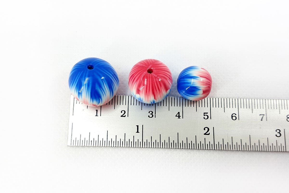 3 Round Beads by Millefiori Technique, Polymer Clay (7007)