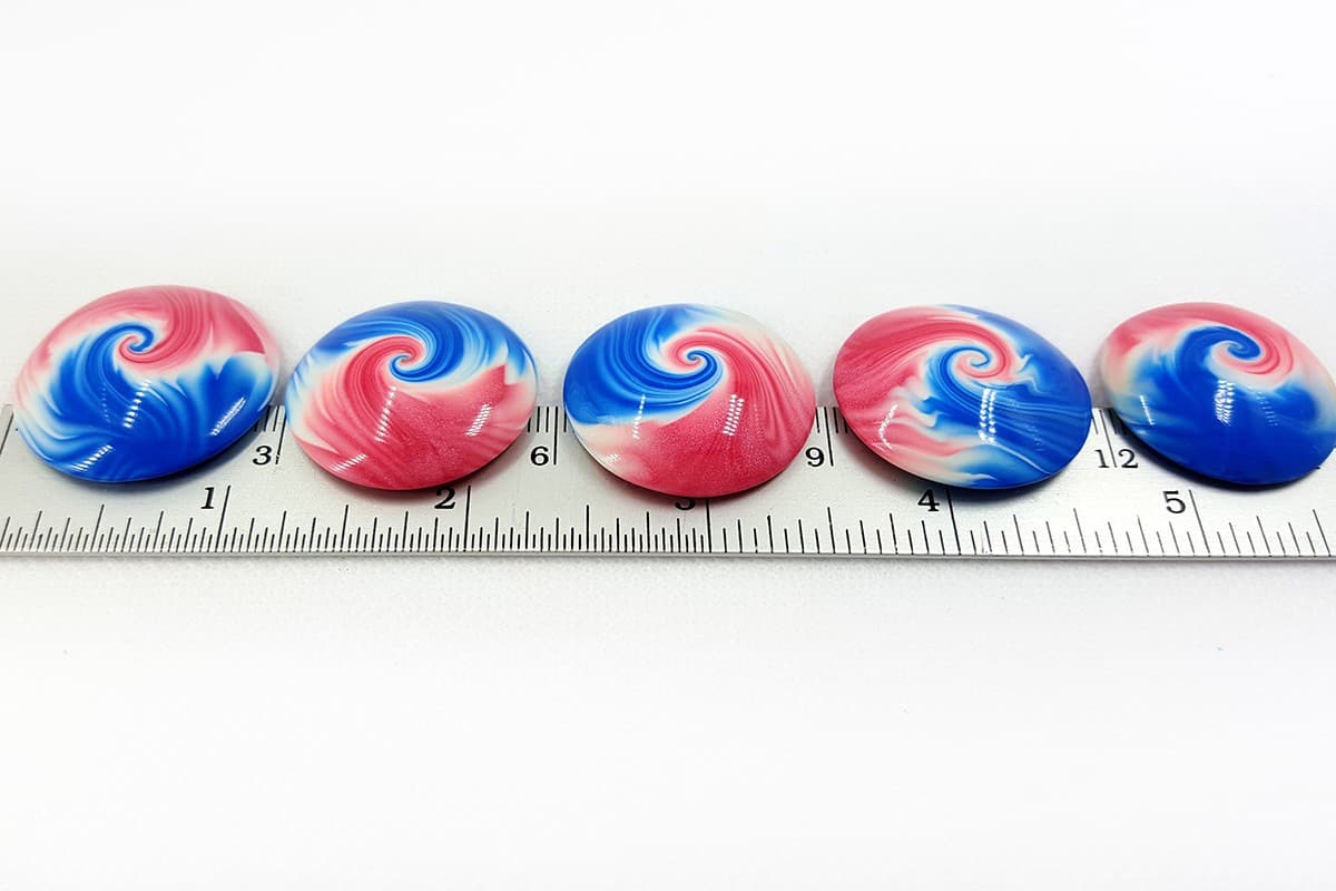 5 Cabochons Beads by Millefiori Technique (7016)