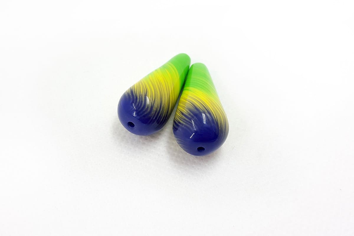 2 Earrings Beads by Millefiori Technique (7025)