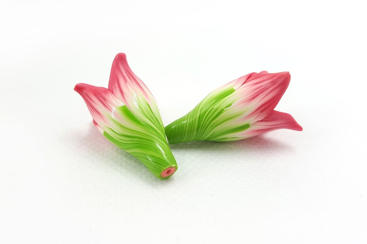 2 Spring Flowers Beads by Millefiori Technique (7043)