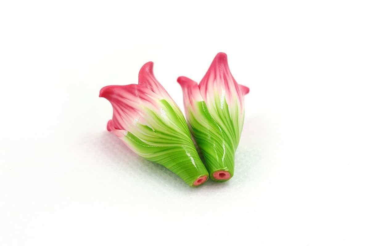 2 Spring Flowers Beads by Millefiori Technique (7045)