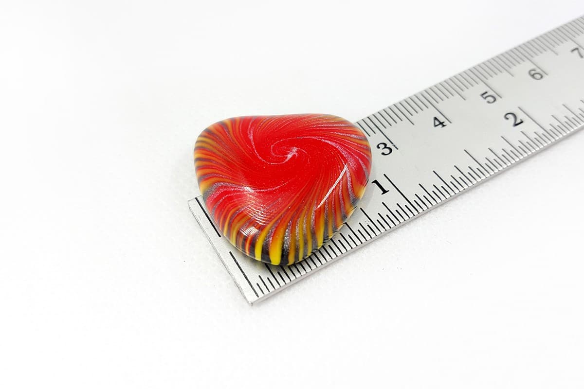 Cabochon Heart Bead, Millefiori Technique (7133)