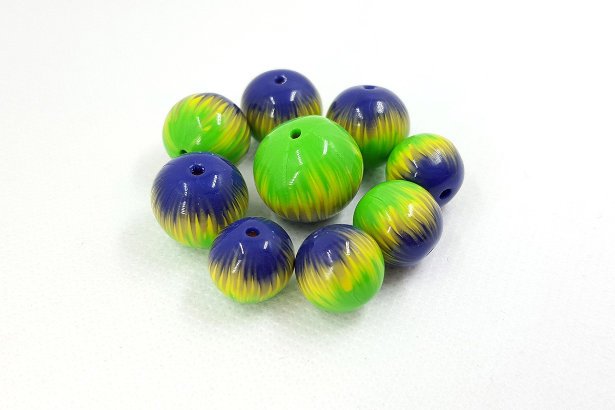 9 Round Beads by Millefiori Technique, Polymer Clay #7139