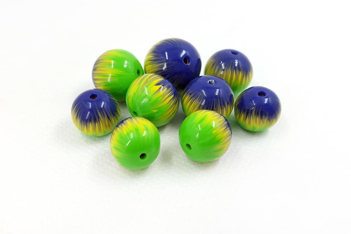 9 Round Beads by Millefiori Technique, Polymer Clay (7140)