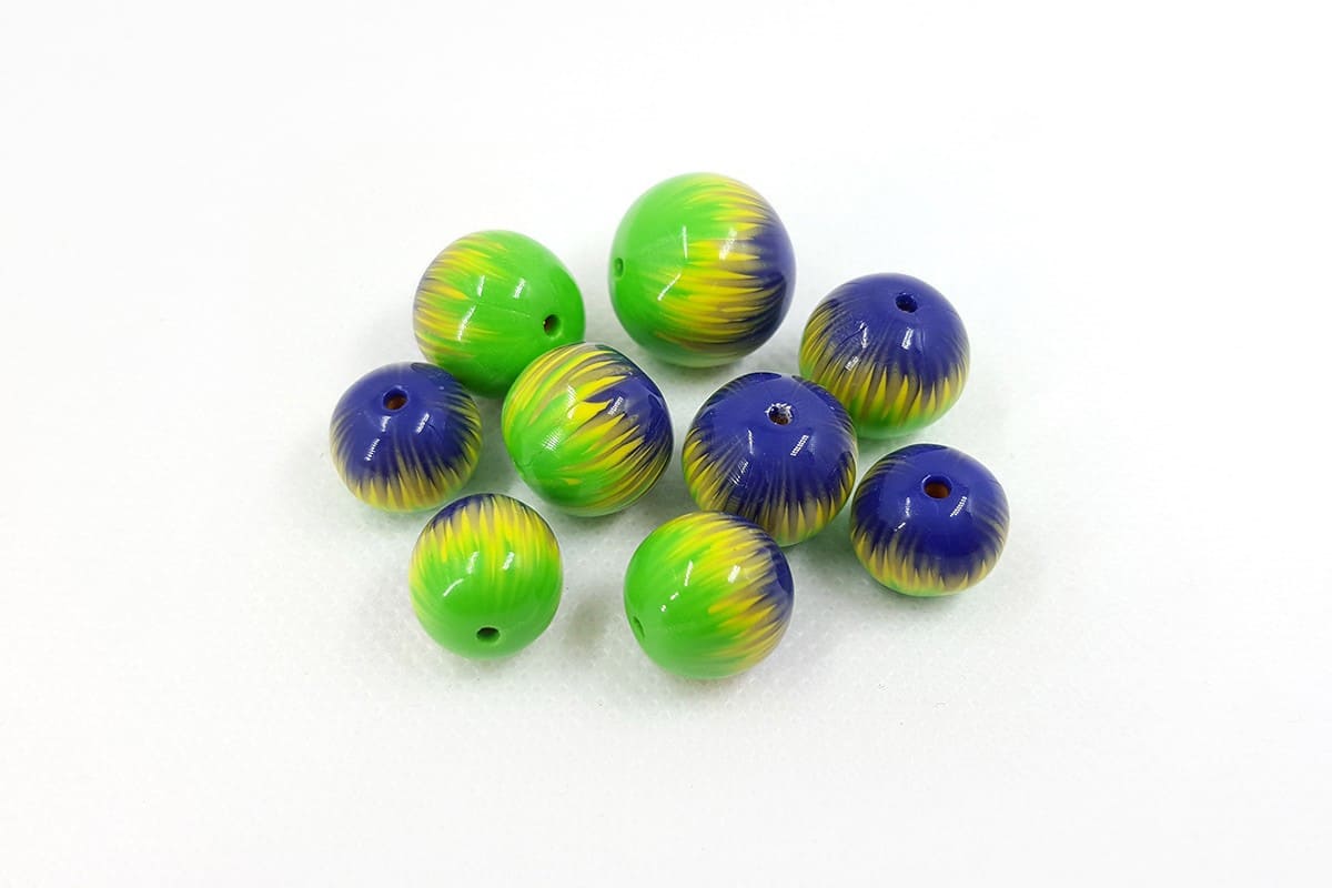 9 Round Beads by Millefiori Technique, Polymer Clay (7141)