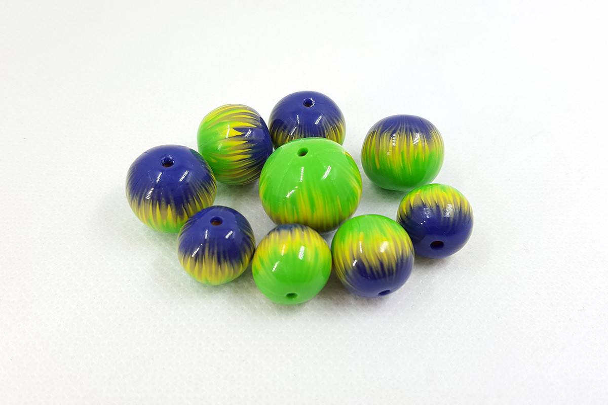 9 Round Beads by Millefiori Technique, Polymer Clay (7143)
