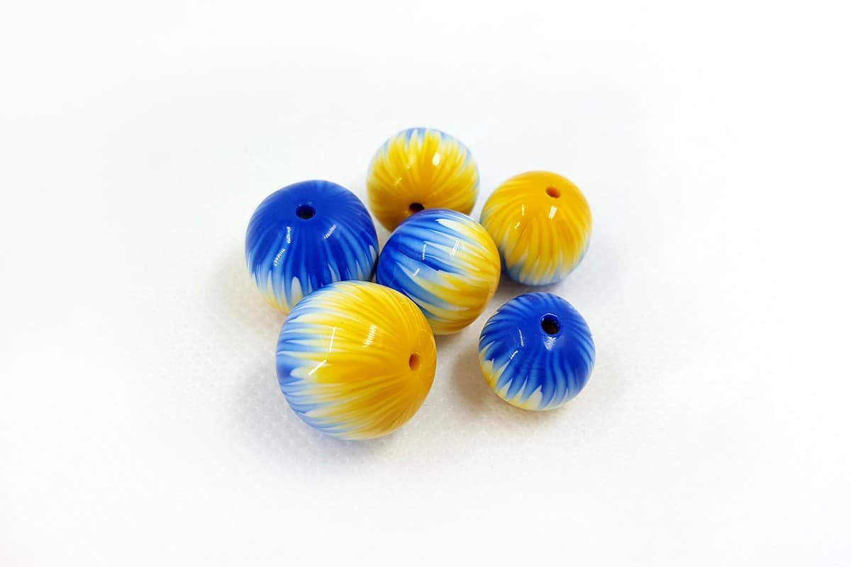 6 Round Beads by Millefiori Technique, Polymer Clay (7150)