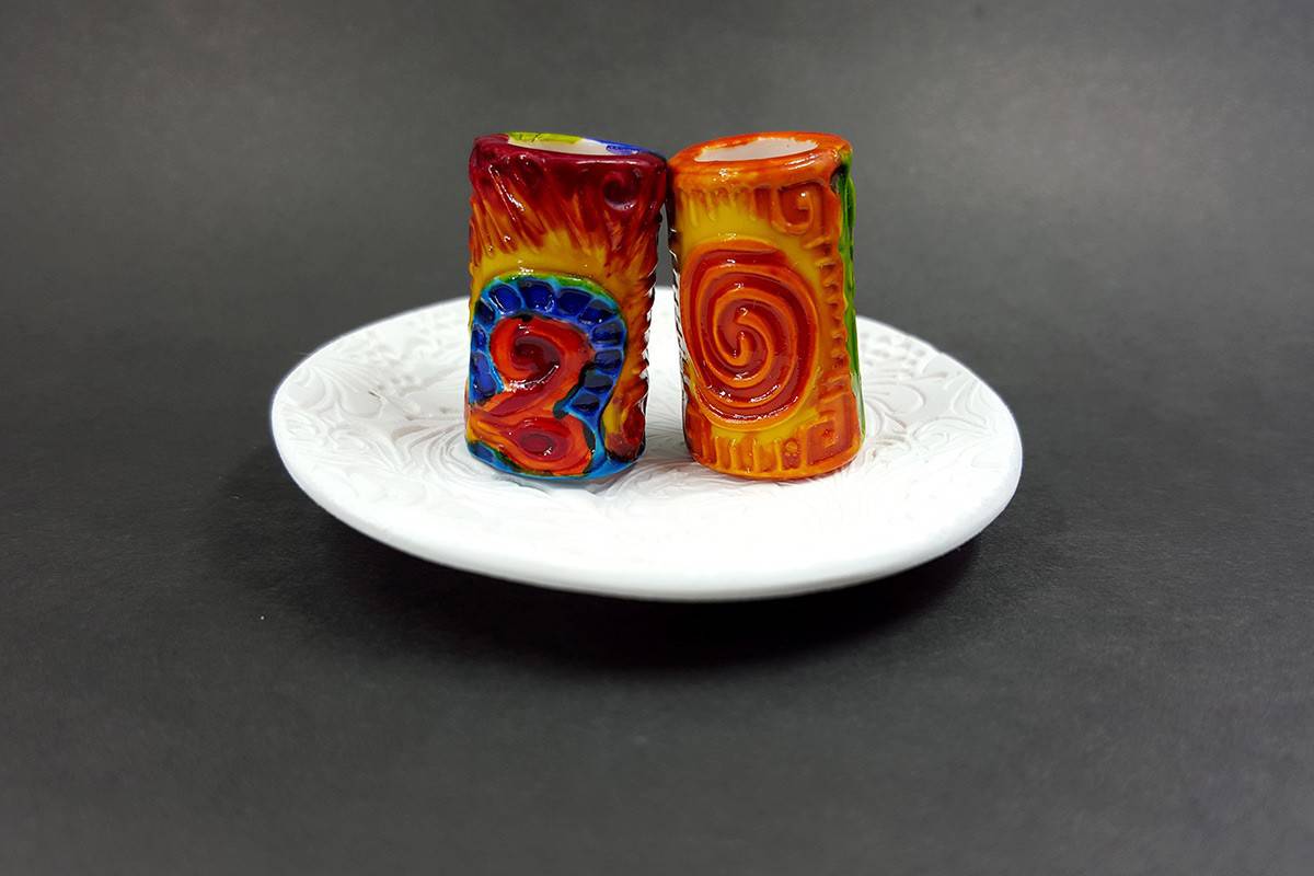 Colorful Tube Beads from Polymer Clay 2 pcs (7181)