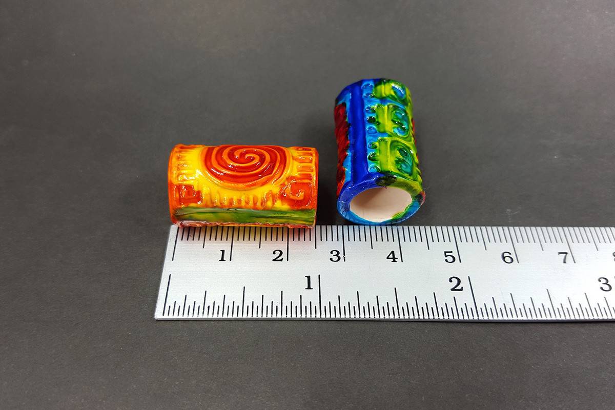 Colorful Tube Beads from Polymer Clay 2 pcs (7182)