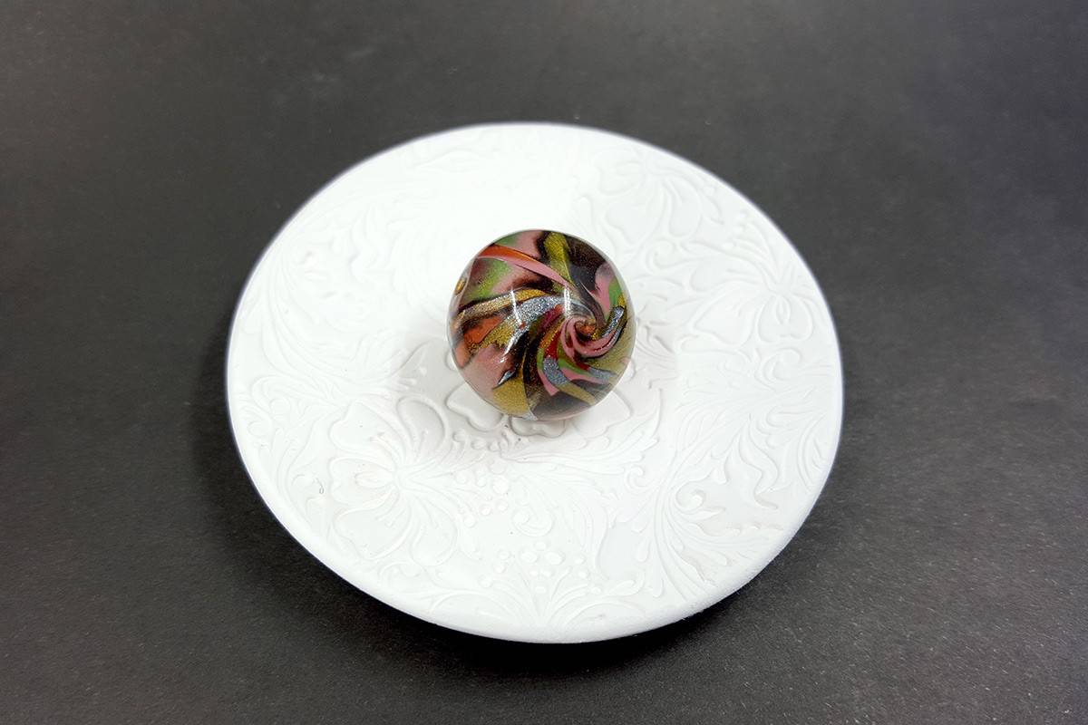 Rounded Bead by Mokume Gane Technique, Polymer Clay #7200