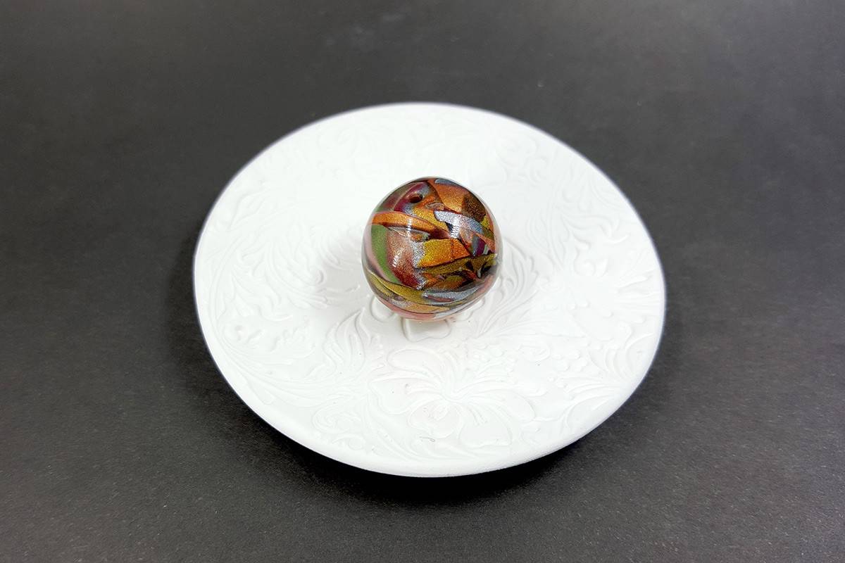 Rounded Bead by Mokume Gane Technique, Polymer Clay (7201)