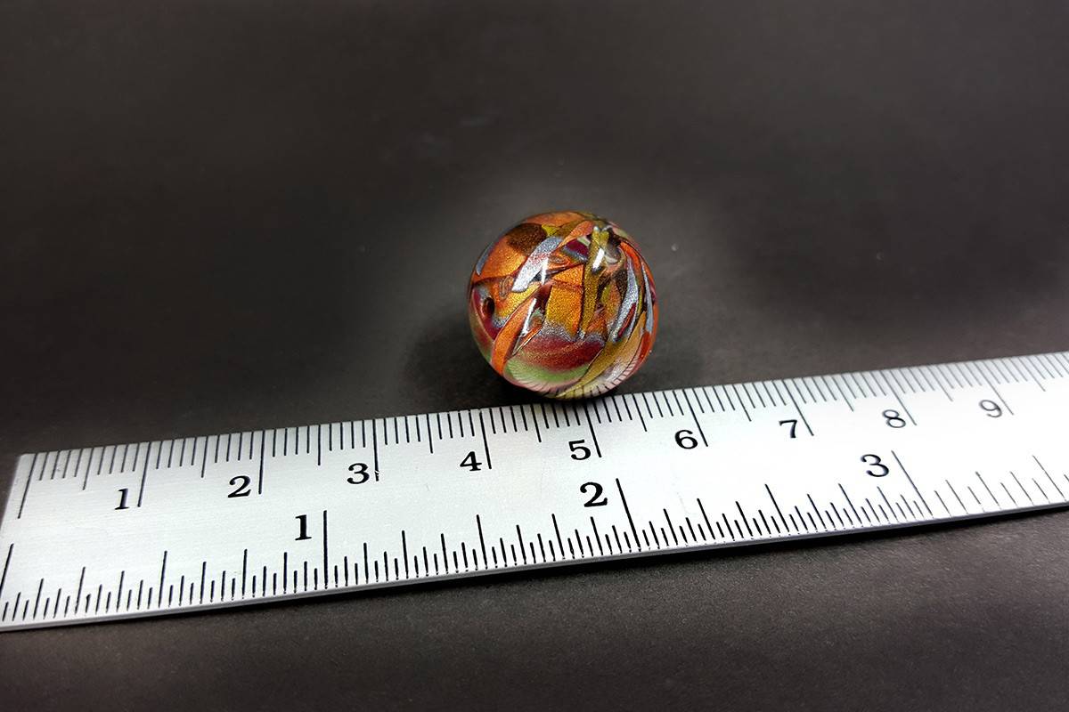 Rounded Bead by Mokume Gane Technique, Polymer Clay (7202)