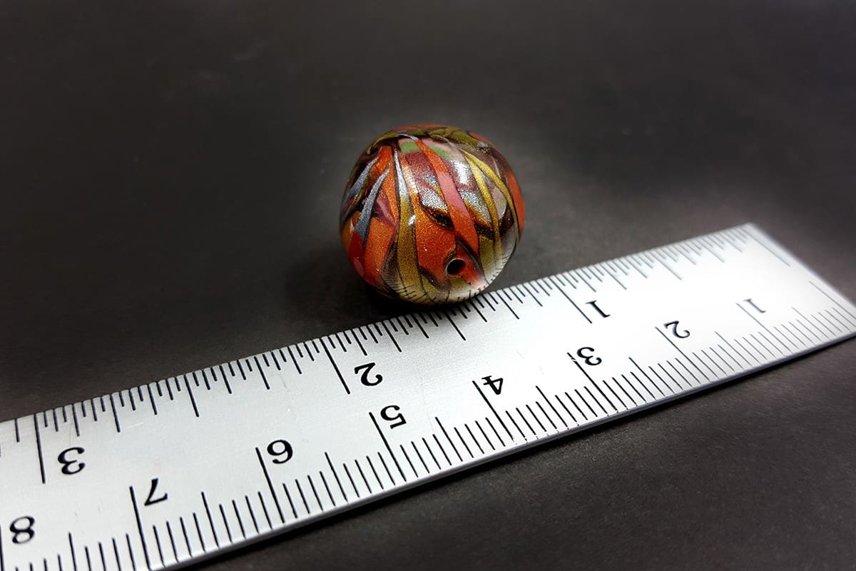 Rounded Bead by Mokume Gane Technique, Polymer Clay (7203)