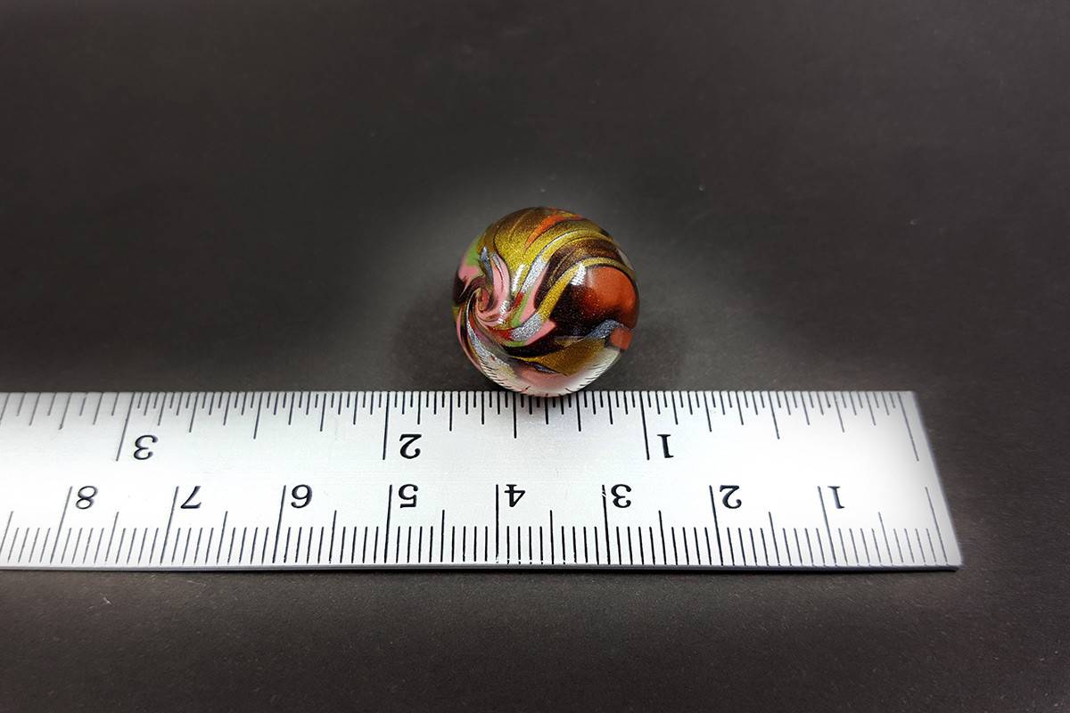 Rounded Bead by Mokume Gane Technique, Polymer Clay (7204)
