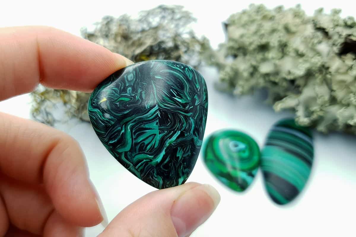 3 pcs Beads Faux Malachite from Polymer Clay (#3) (7865)