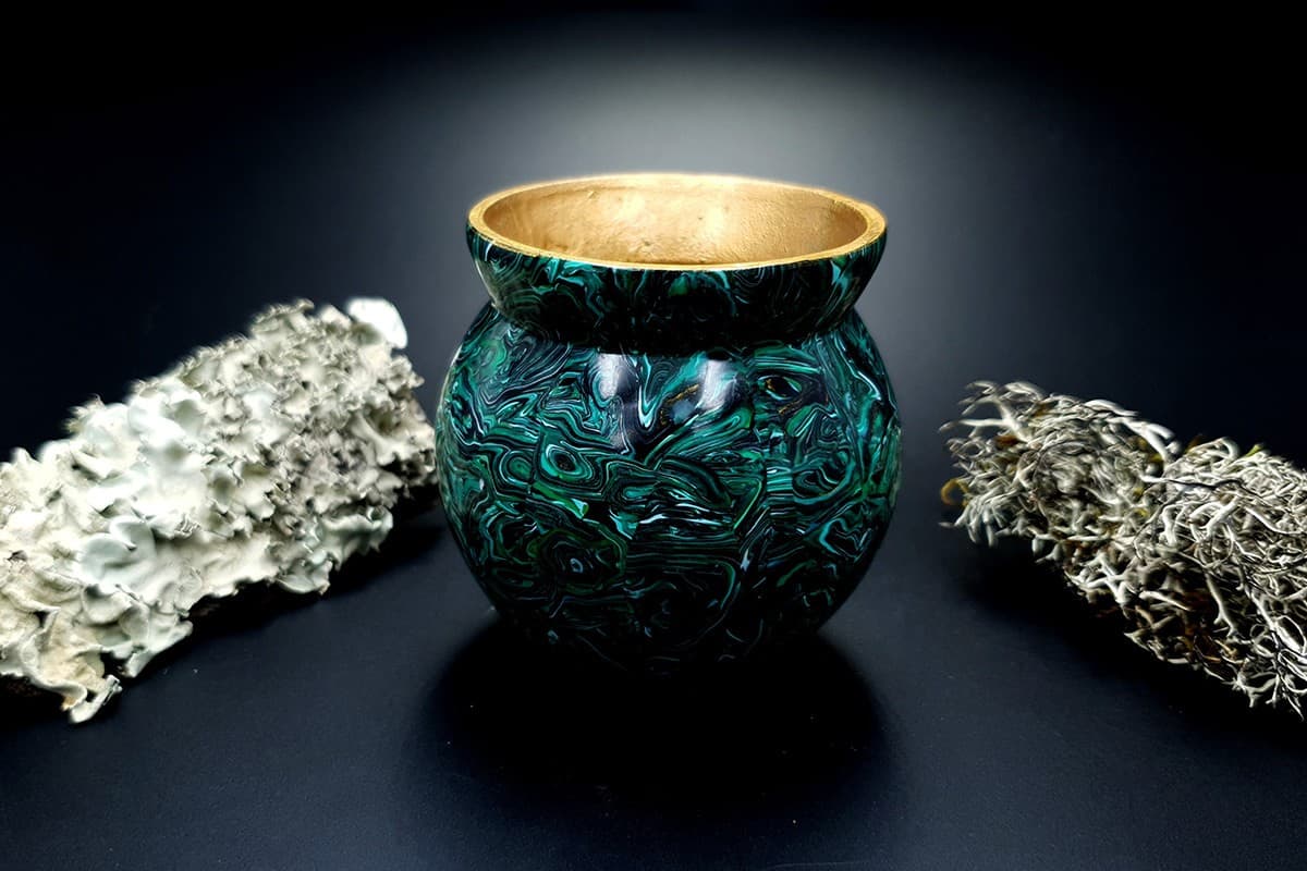 Faux Malachite Stone Vase #9188
