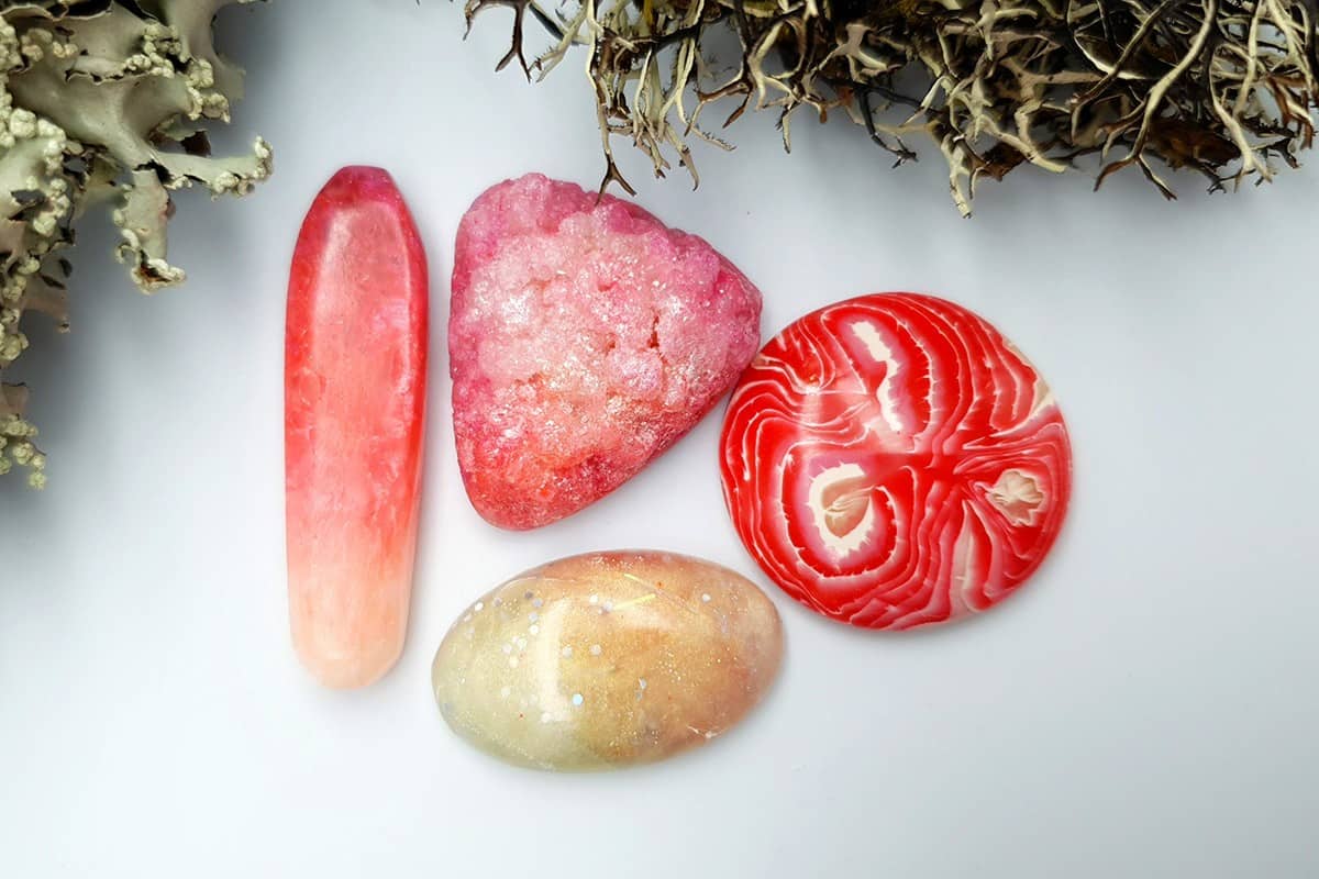 4 pcs Faux Pink Stones from Polymer Clay (Set #2) (8067)