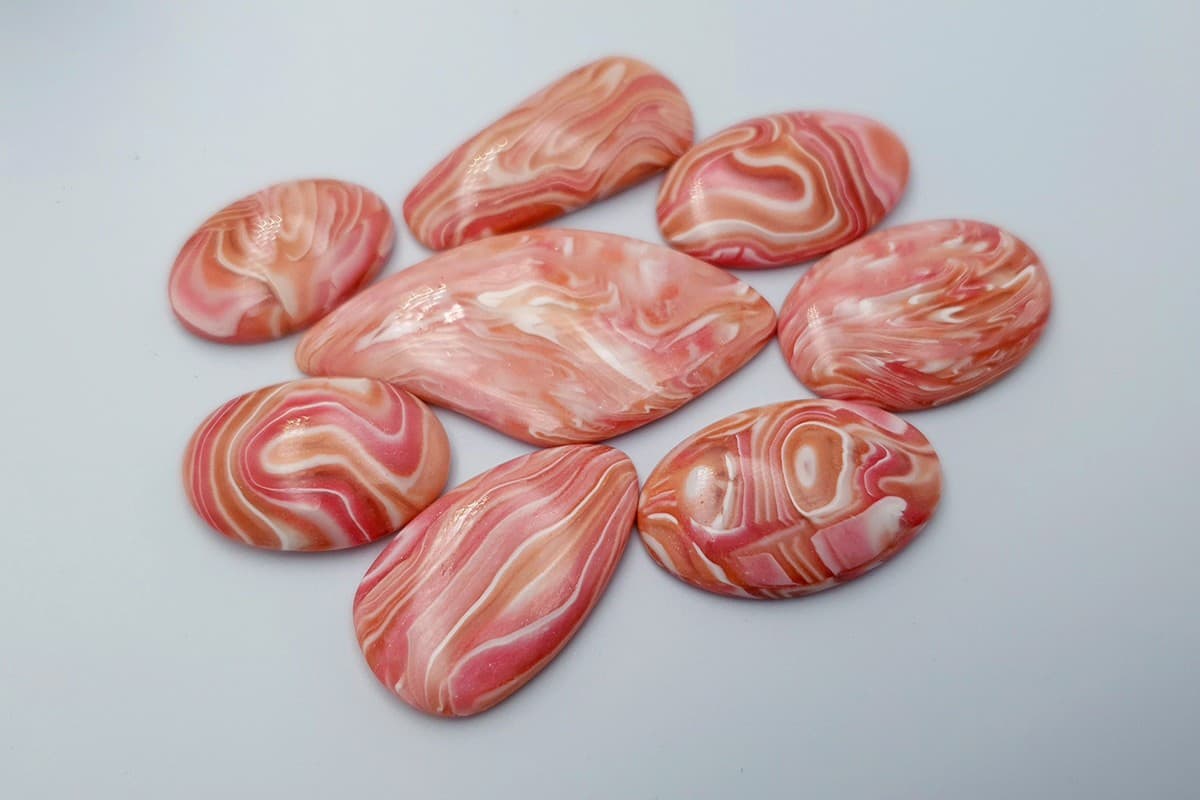 8 pcs Faux Pink Stones from Polymer Clay (Set #11) (8164)