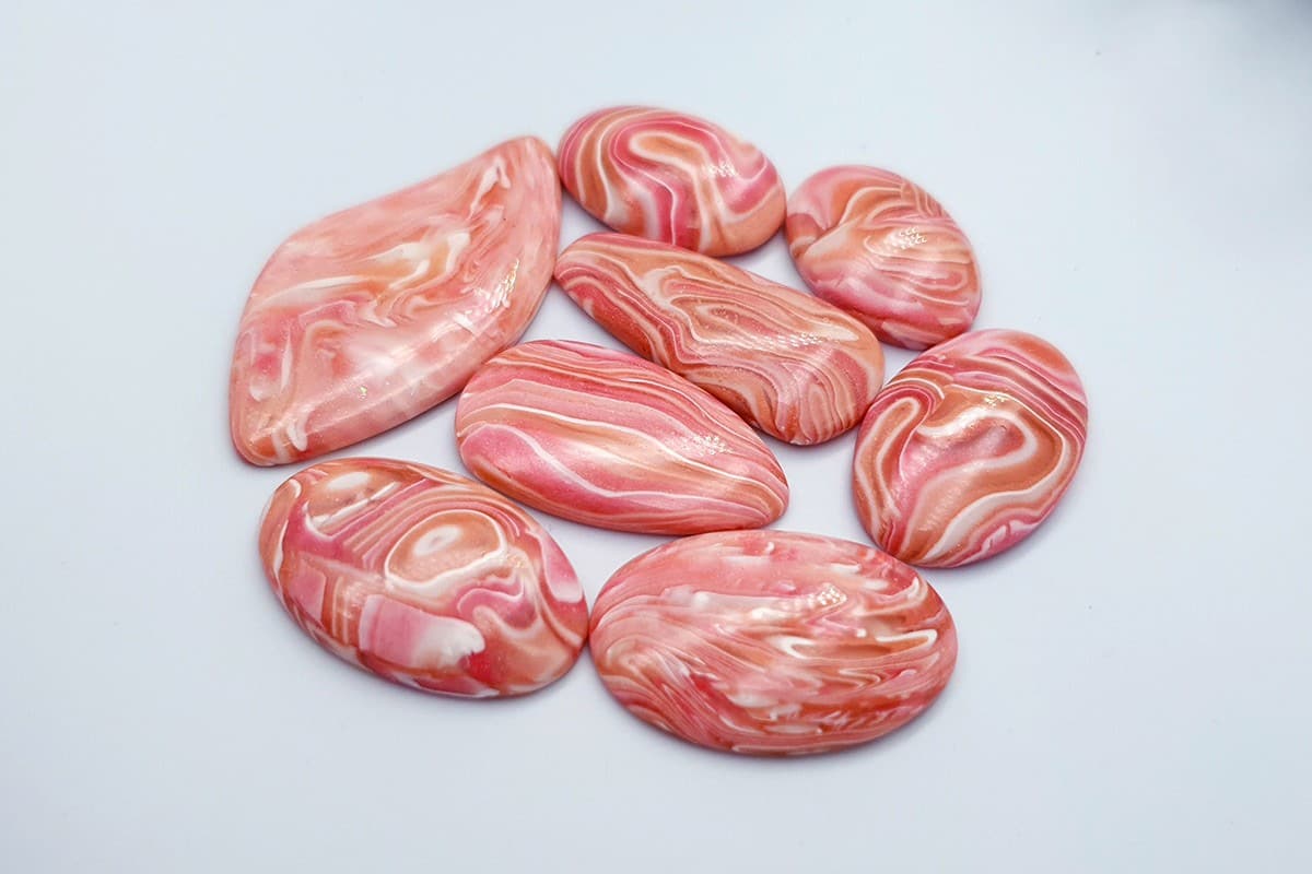 8 pcs Faux Pink Stones from Polymer Clay (Set #11) (8207)