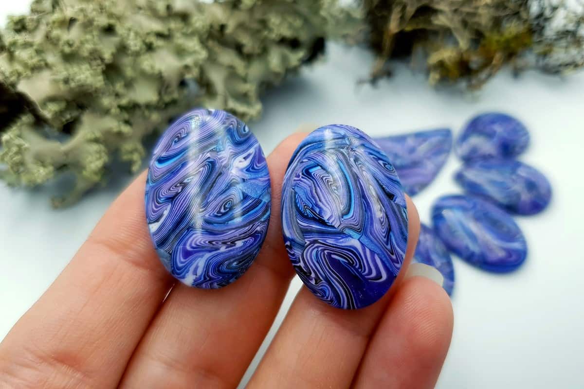 7 pcs Faux Purple Cabochones from Polymer Clay (#2) (7943)