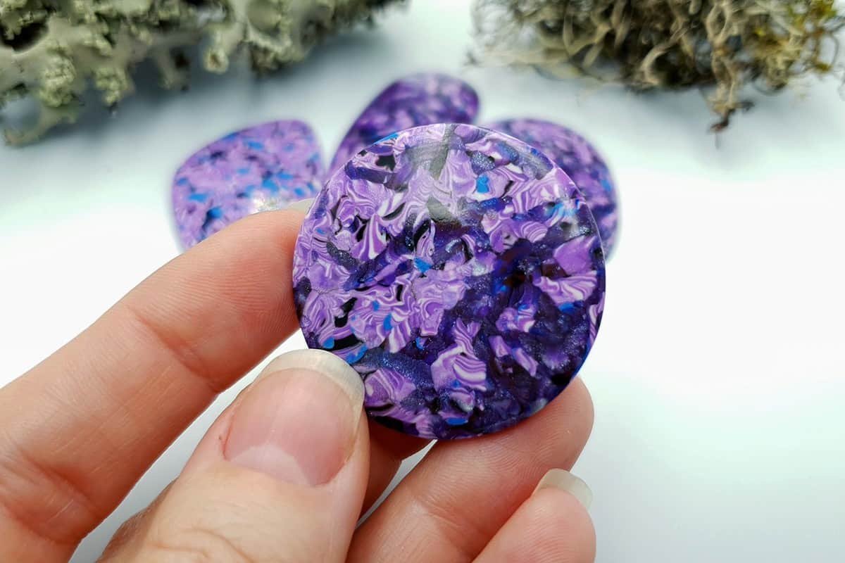 4 pcs Faux Purple Cabochones from Polymer Clay (#3) (7932)