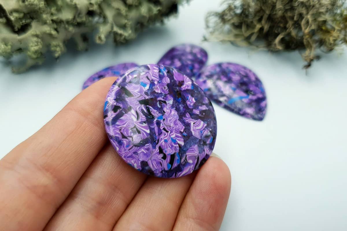 4 pcs Faux Purple Cabochones from Polymer Clay (#3) (7935)