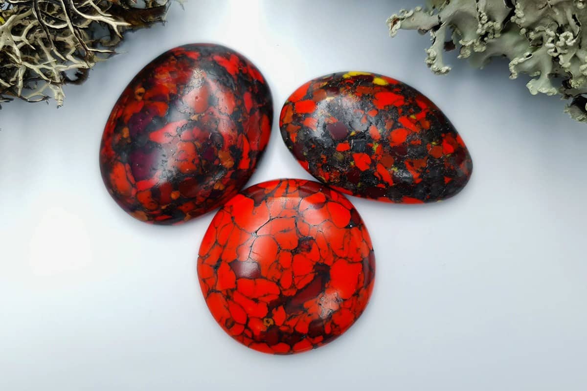 3 pcs Beads Faux Red Jasper from Polymer Clay (#1) (7875)