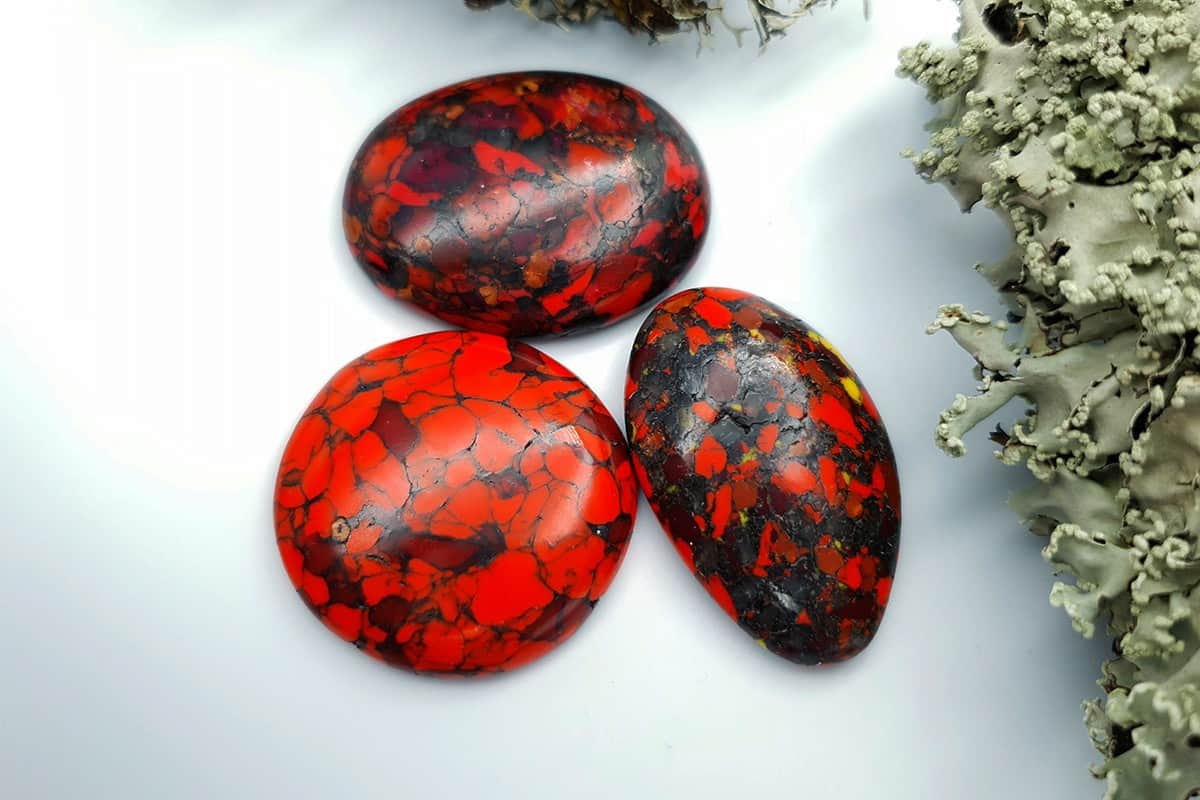 3 pcs Beads Faux Red Jasper from Polymer Clay (#1) (7877)