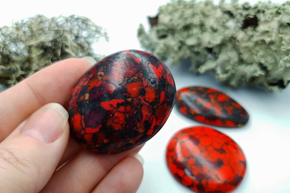 3 pcs Beads Faux Red Jasper from Polymer Clay (#1) (7887)
