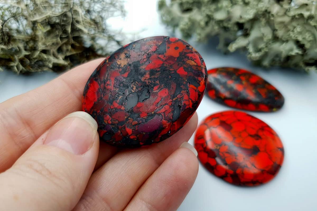3 pcs Beads Faux Red Jasper from Polymer Clay (#1) (7891)