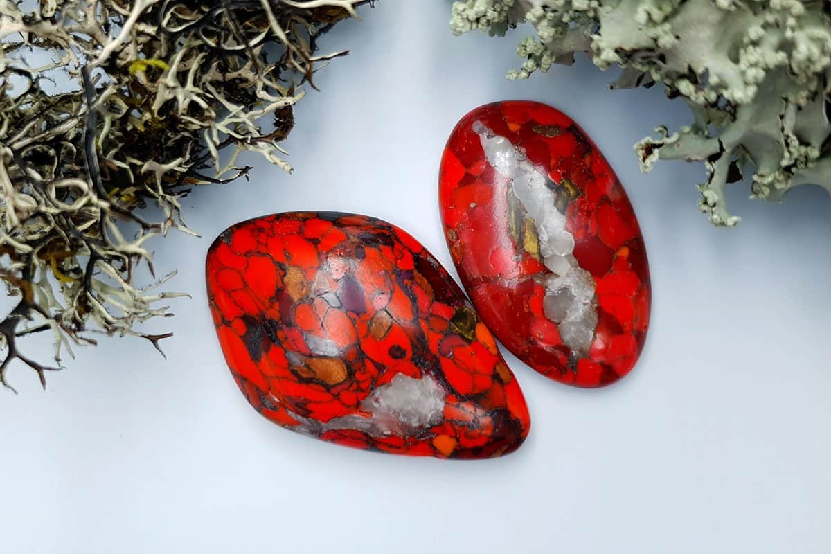 2 pcs Beads Faux Red Jasper from Polymer Clay (#3) (7883)