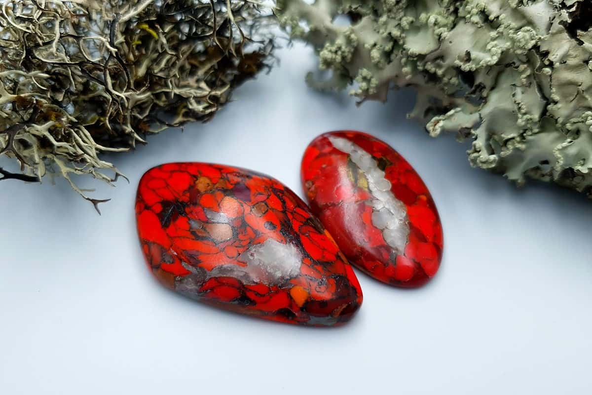 2 pcs Beads Faux Red Jasper from Polymer Clay (#3) (7889)
