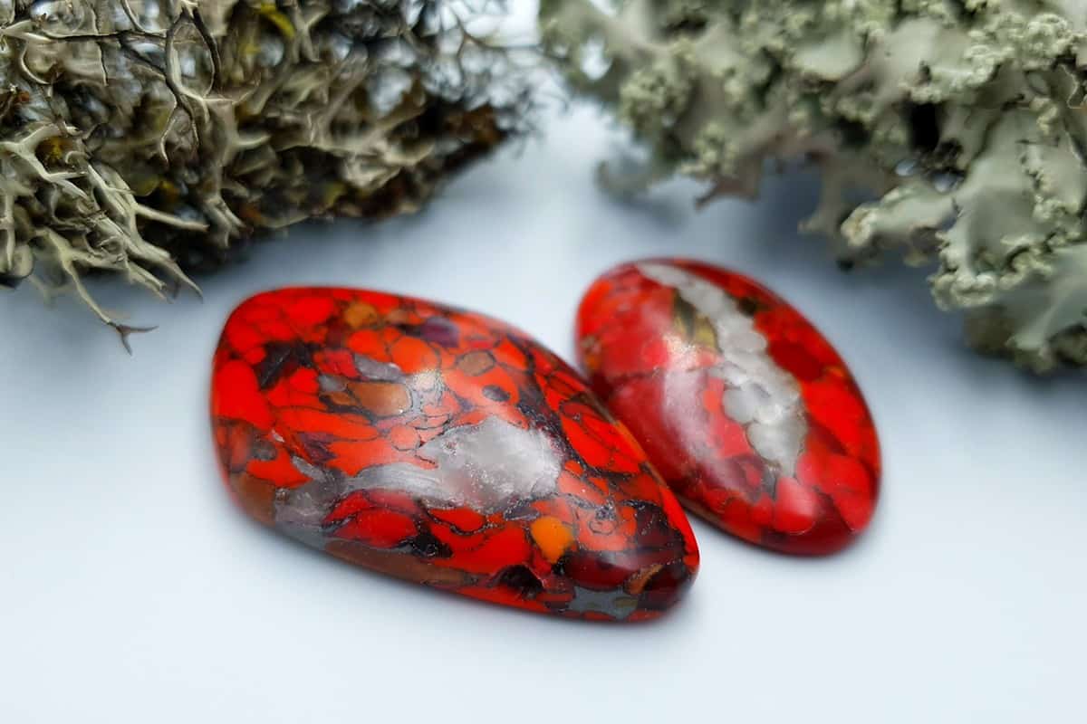 2 pcs Beads Faux Red Jasper from Polymer Clay (#3) (7892)