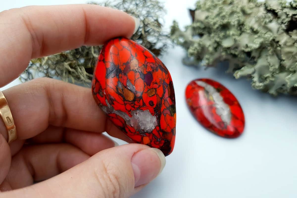 2 pcs Beads Faux Red Jasper from Polymer Clay (#3) (7900)