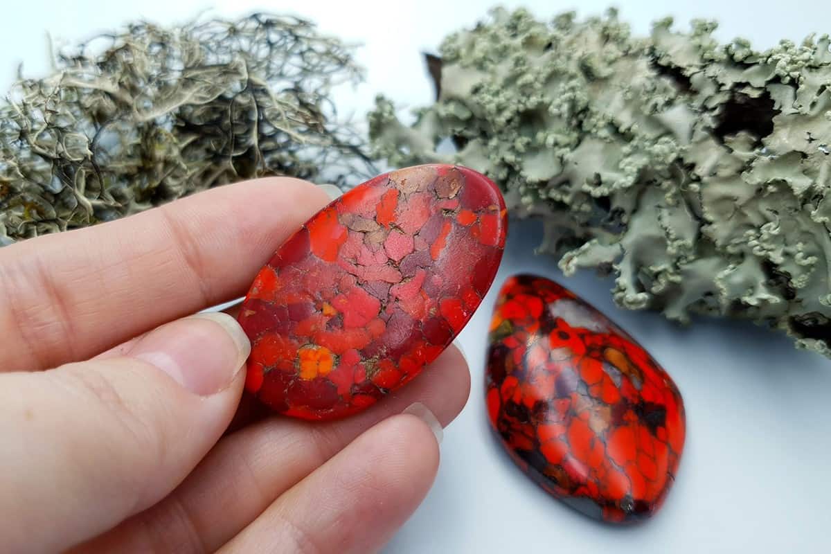 2 pcs Beads Faux Red Jasper from Polymer Clay (#3) (7916)