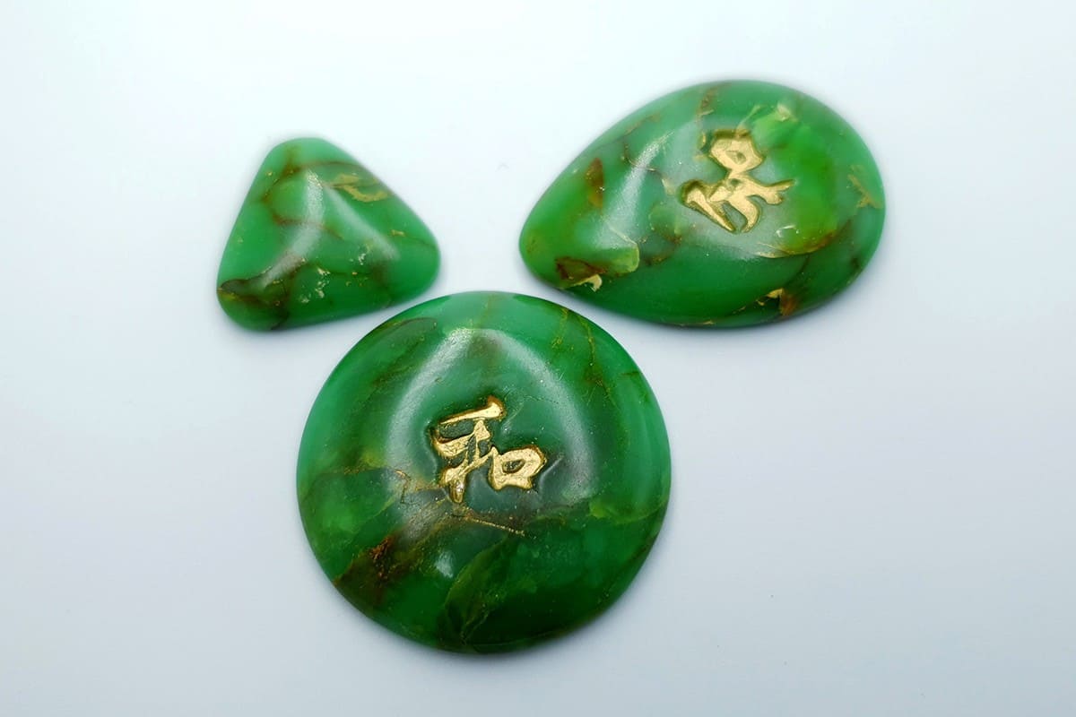 3 cabochons Faux Jade Stone from Polymer Clay #6836