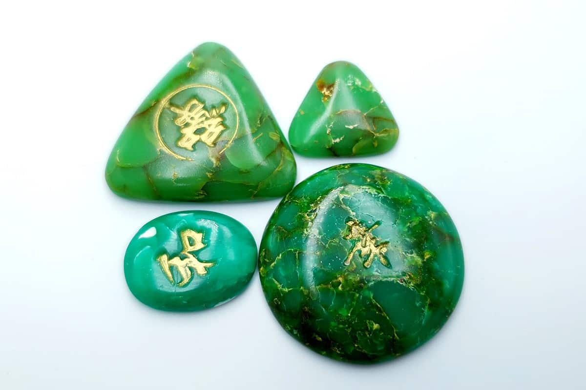 4 pcs cabochons Faux Jade Stone from Polymer Clay #6851