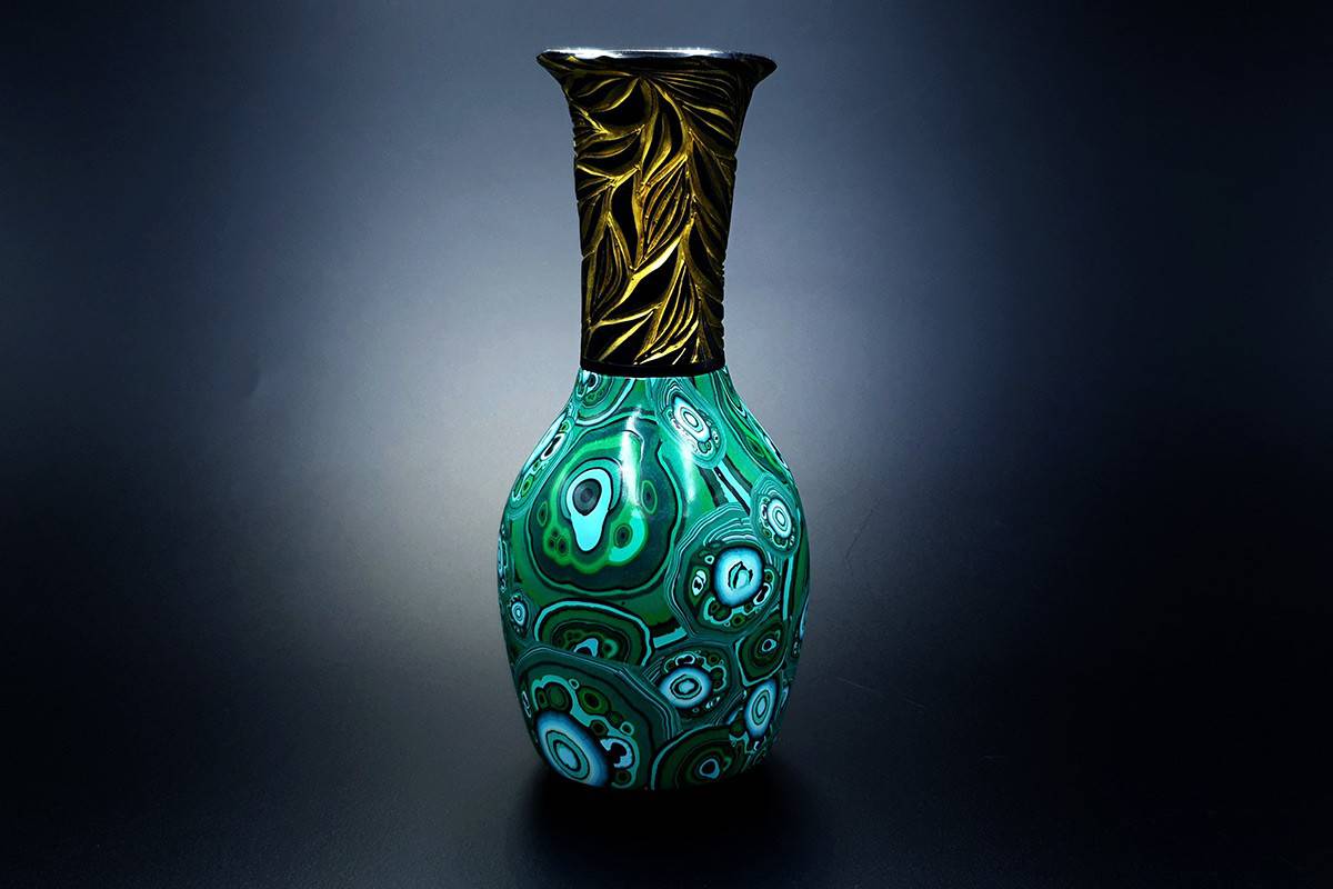 Malachite Vase from Polymer Clay #6603