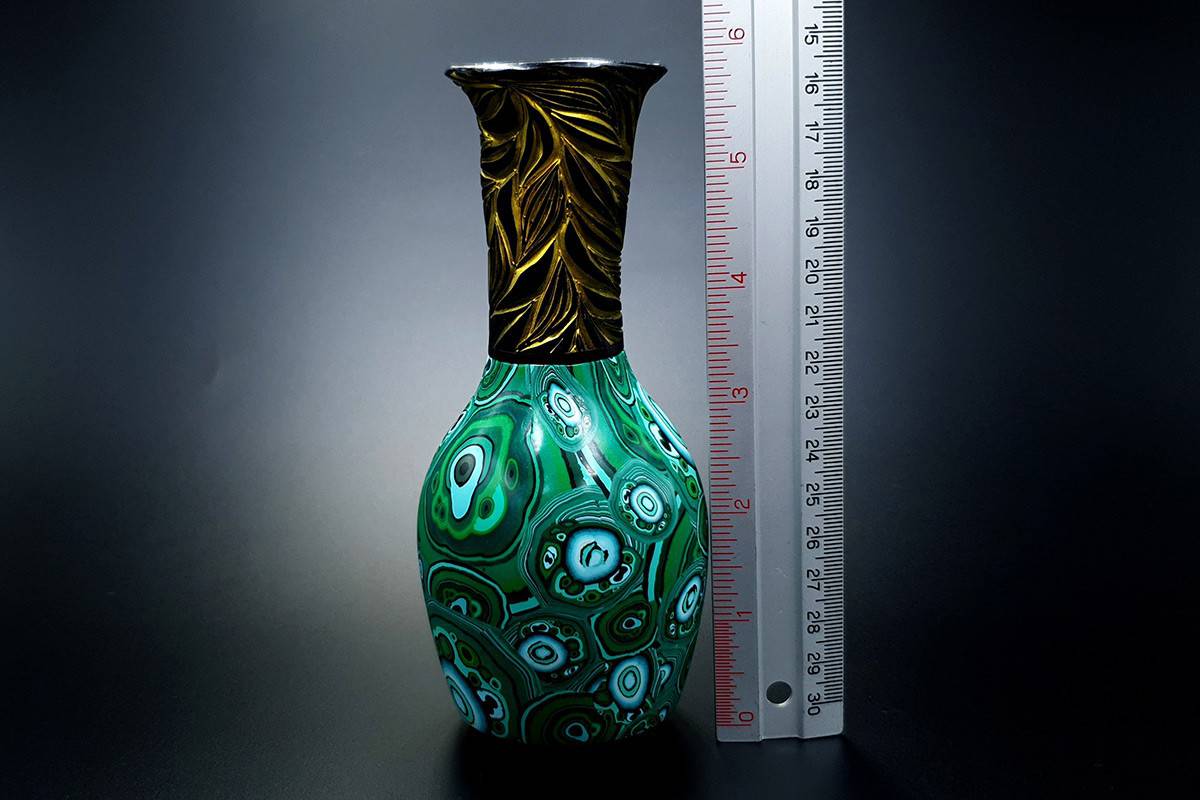Malachite Vase from Polymer Clay (6612)