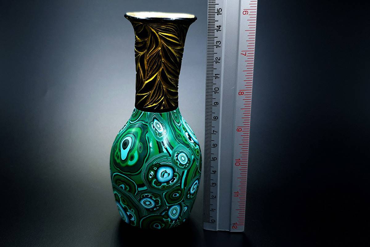 Malachite Vase from Polymer Clay (6613)