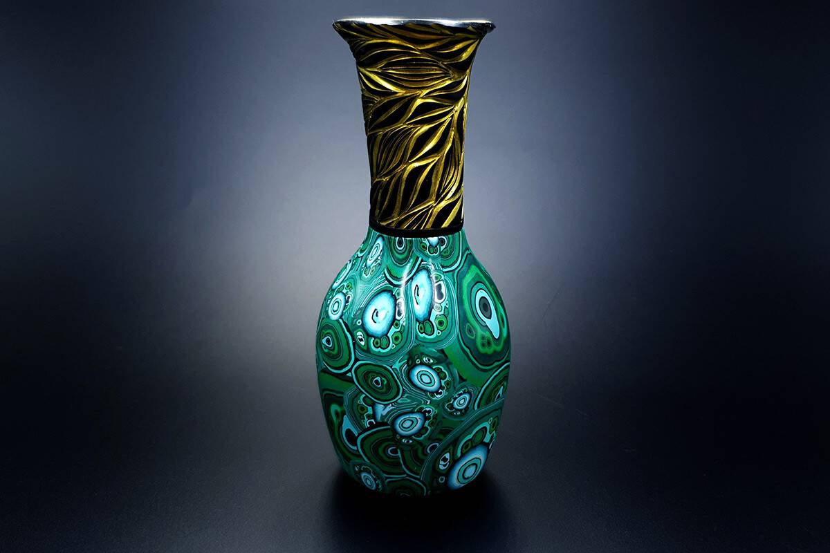 Malachite Vase from Polymer Clay (6615)