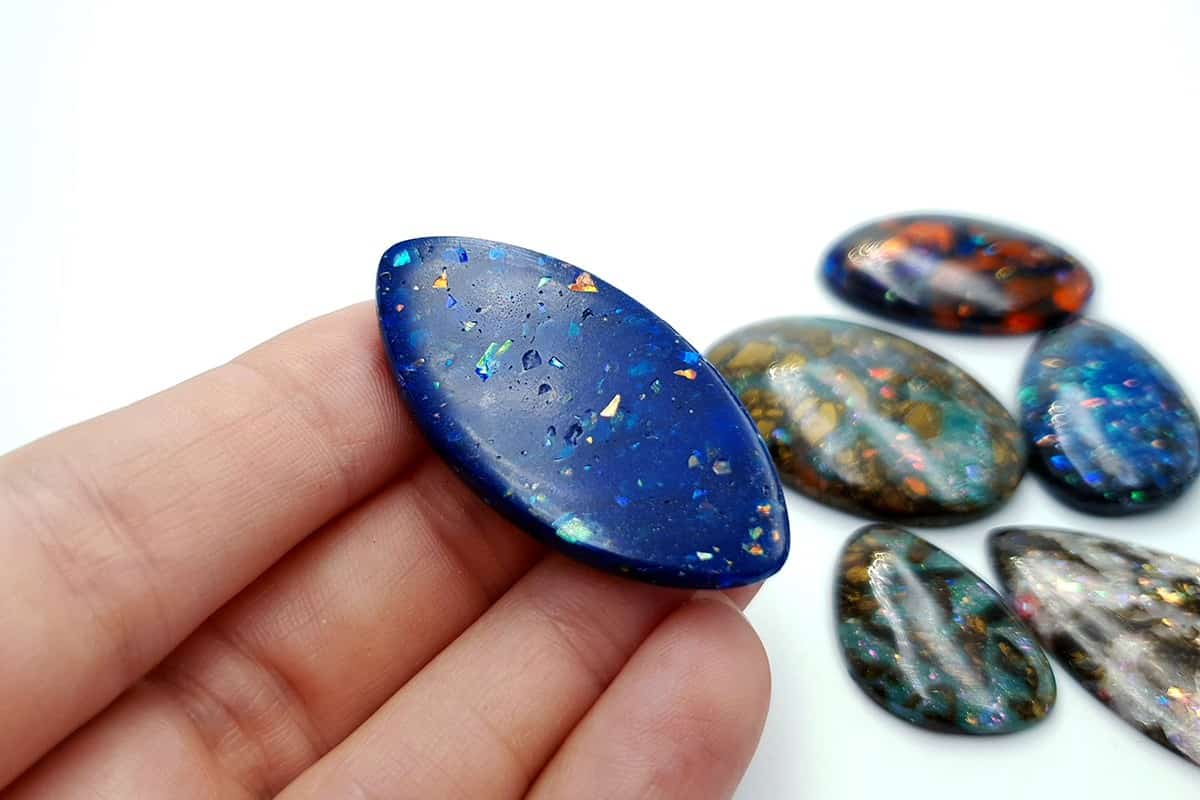 6 pcs Faux Opal in Mix Style from Polymer Clay (#1) (7355)