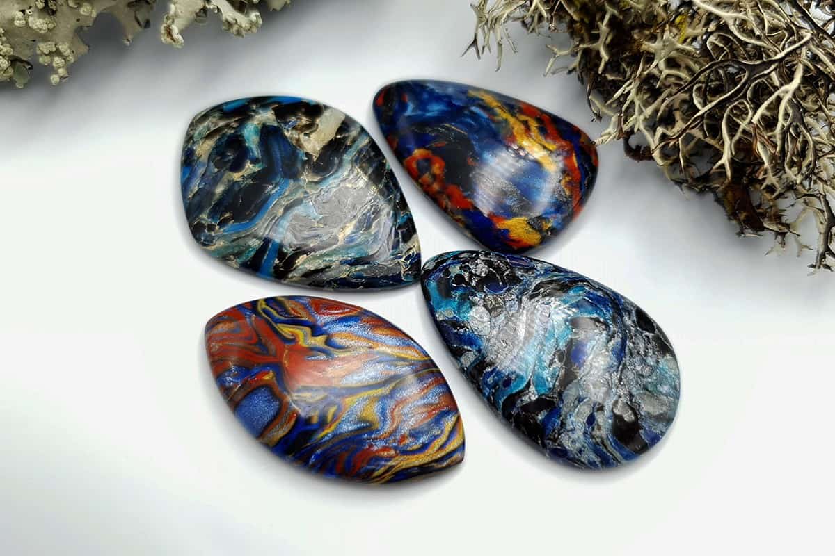 4 pcs Faux Pietersite Stones from Polymer Clay #12 (7552)