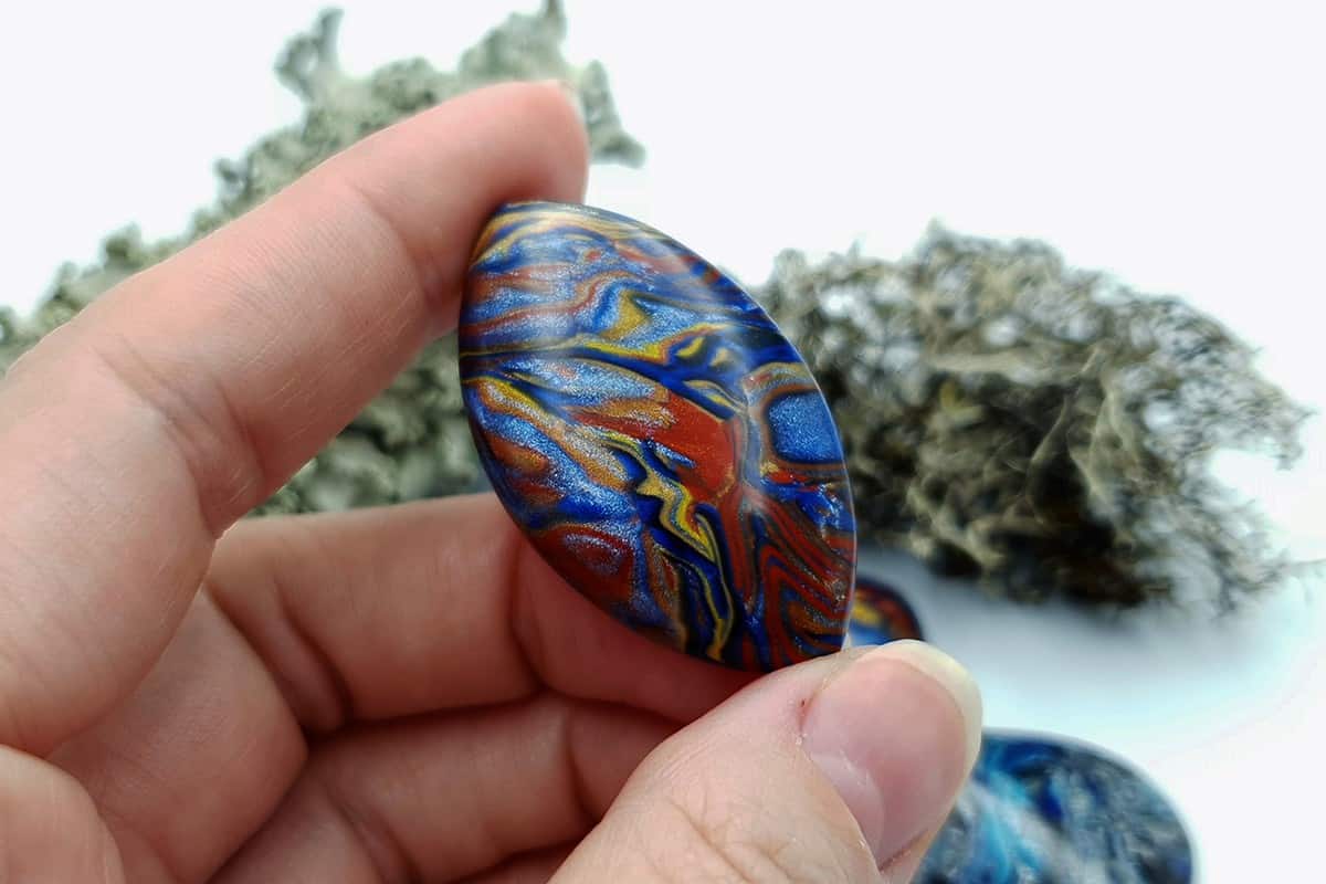 4 pcs Faux Pietersite Stones from Polymer Clay #12 (7554)