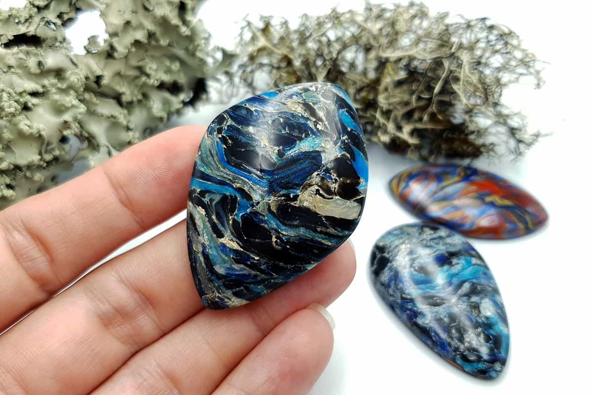 4 pcs Faux Pietersite Stones from Polymer Clay #12 (7560)